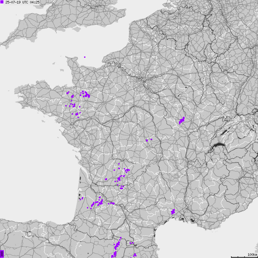 Map of lightnings France
