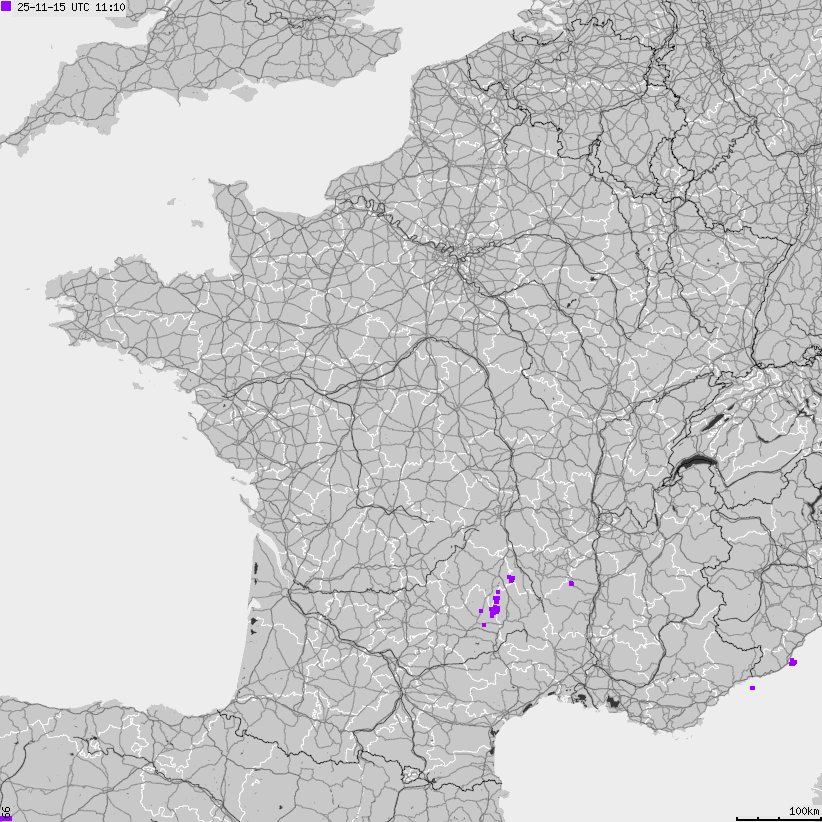 Map of lightnings France