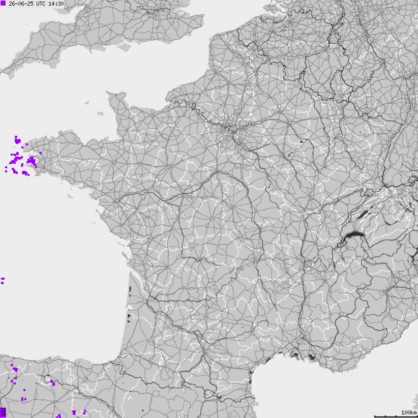 Map of lightnings France