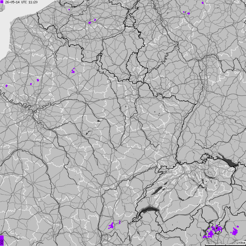 Map of lightnings France