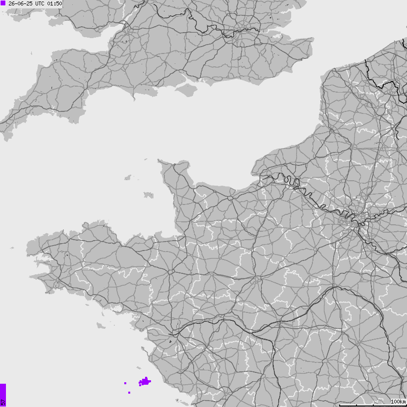 Map of lightnings France