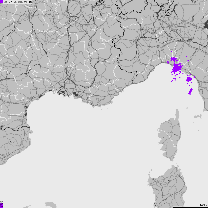 Map of lightnings France