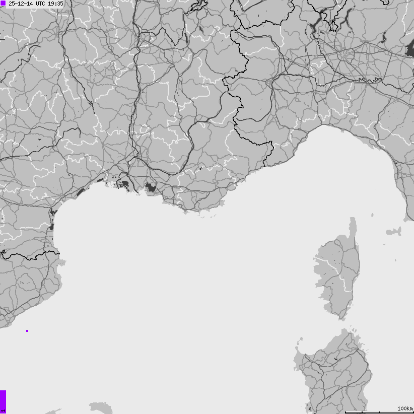 Mapa wyładowań atmosferycznych Francji