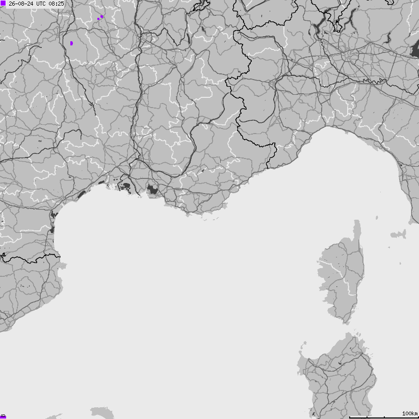 Map of lightnings France