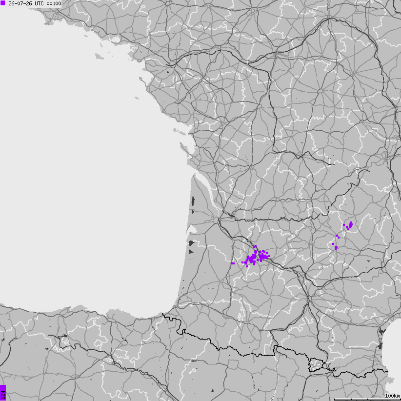 Map of lightnings France