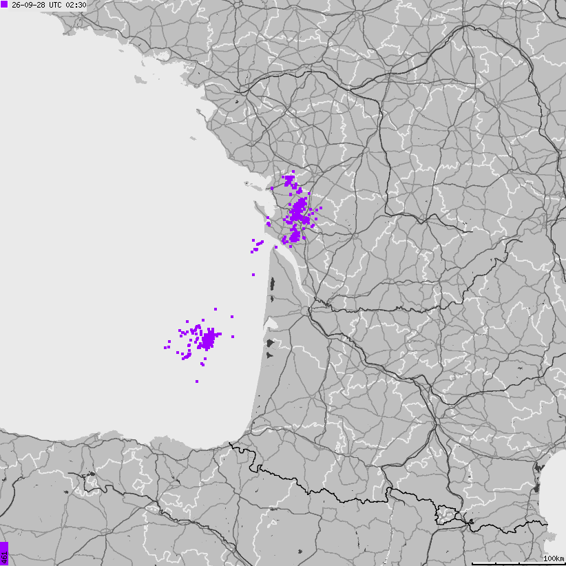 Map of lightnings France