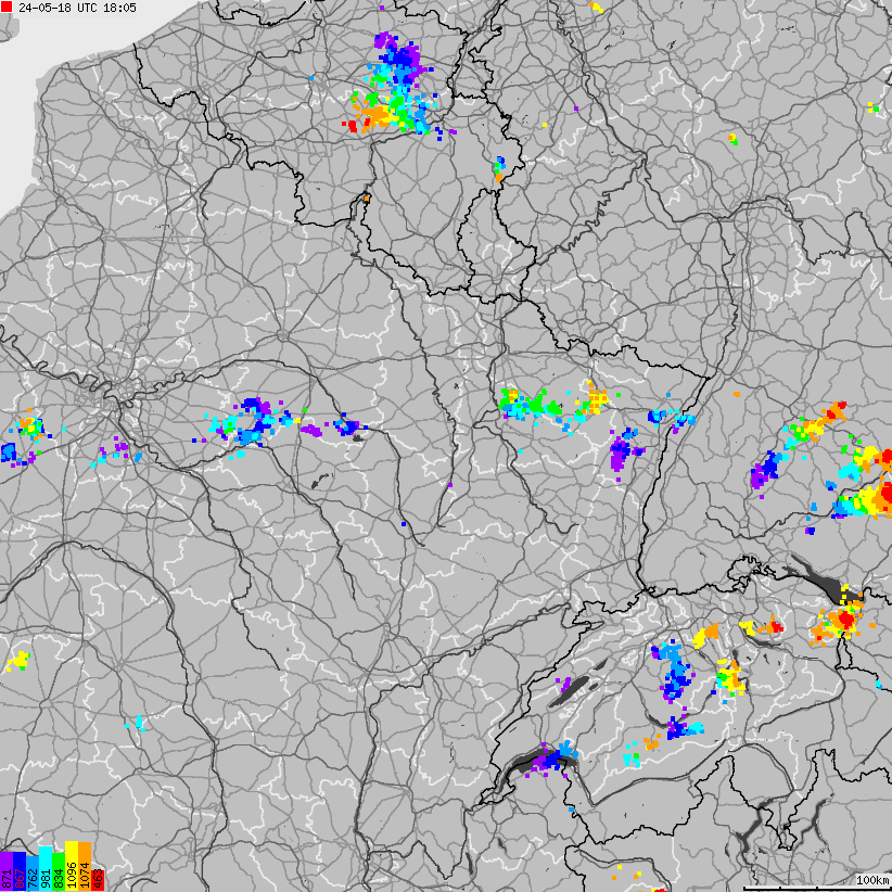 Map of lightnings France