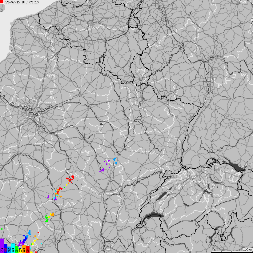 Map of lightnings France