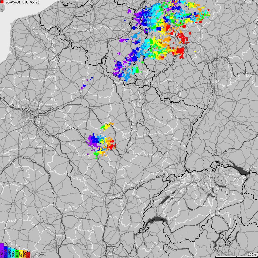 Map of lightnings France