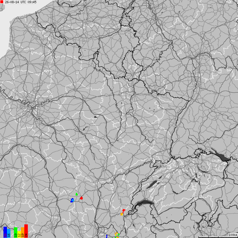 Map of lightnings France