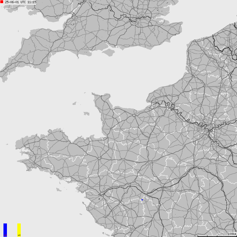 Map of lightnings France