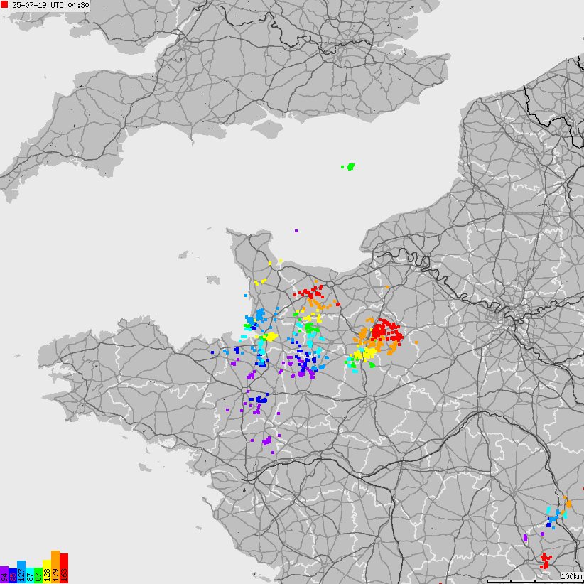 Map of lightnings France