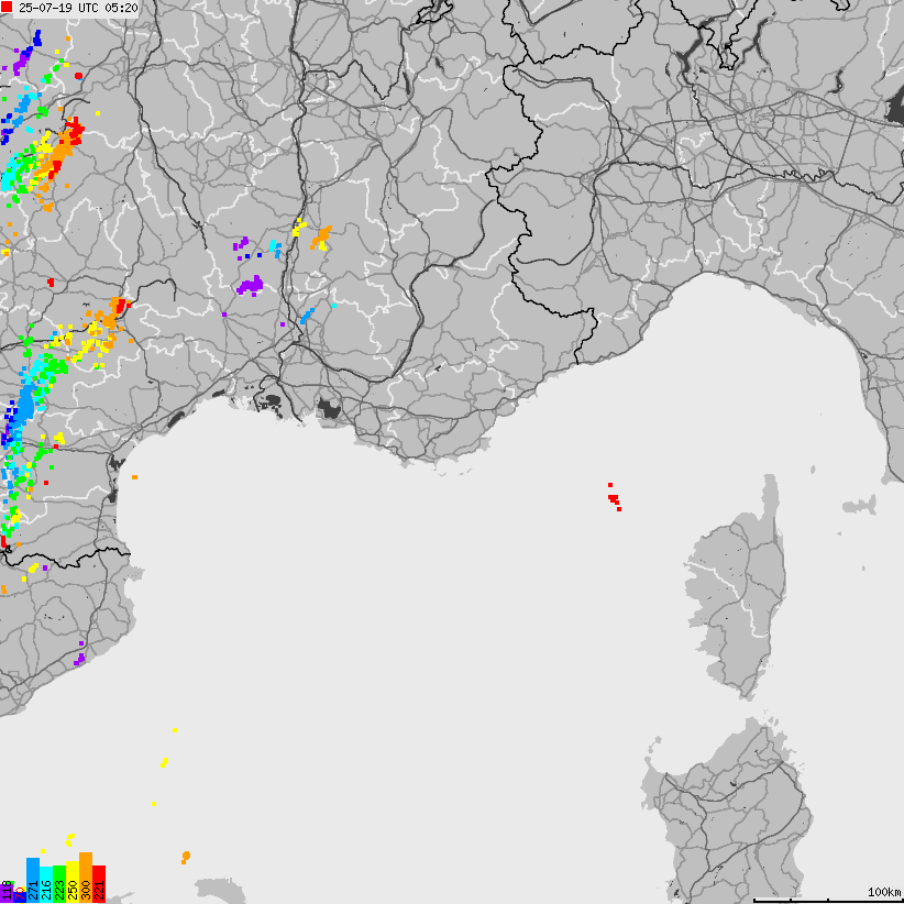 Map of lightnings France