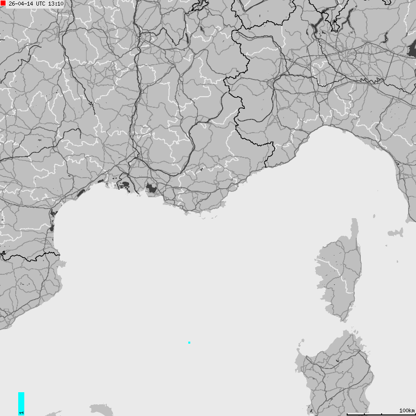 Mapa wyładowań atmosferycznych Francji