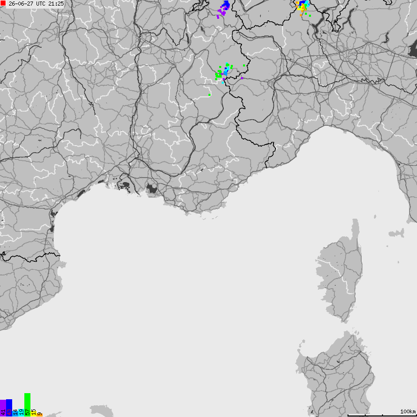 Mapa wyładowań atmosferycznych Francji