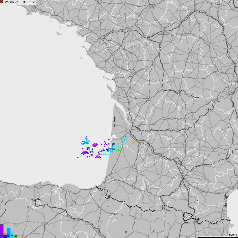 Map of lightnings France