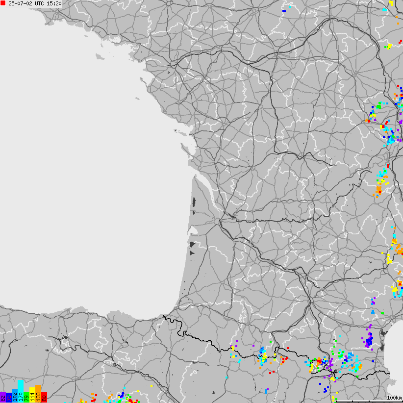 Map of lightnings France