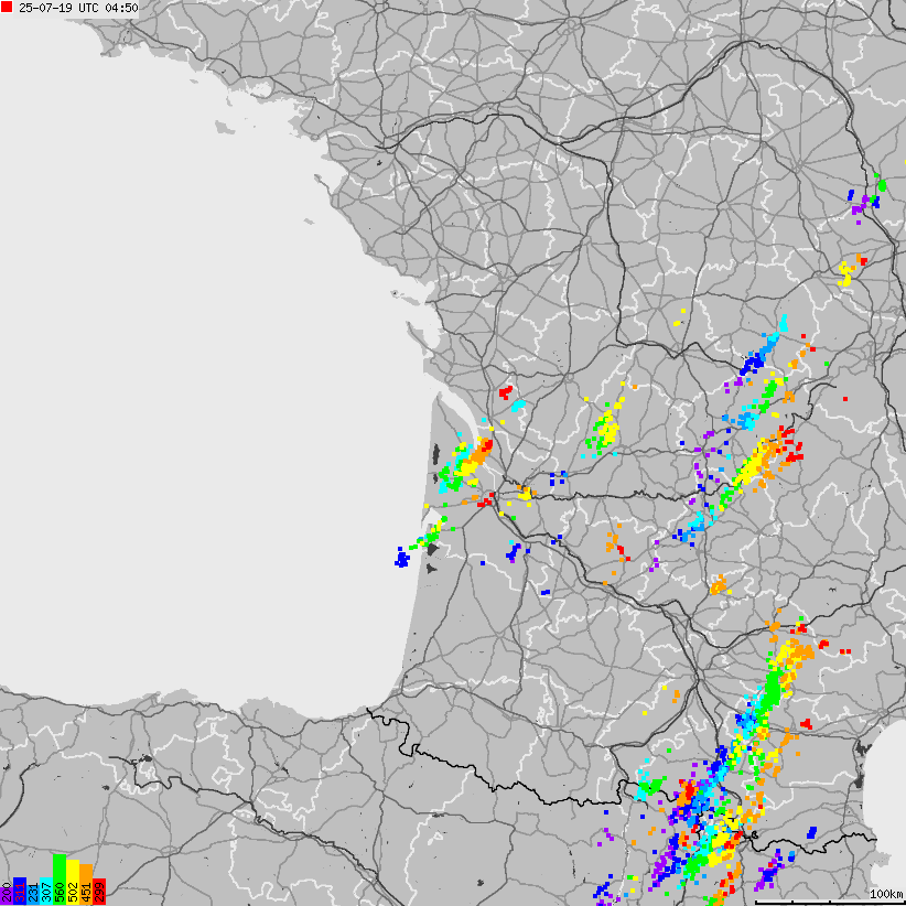 Map of lightnings France