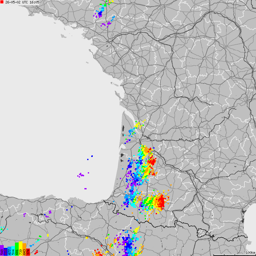 Map of lightnings France