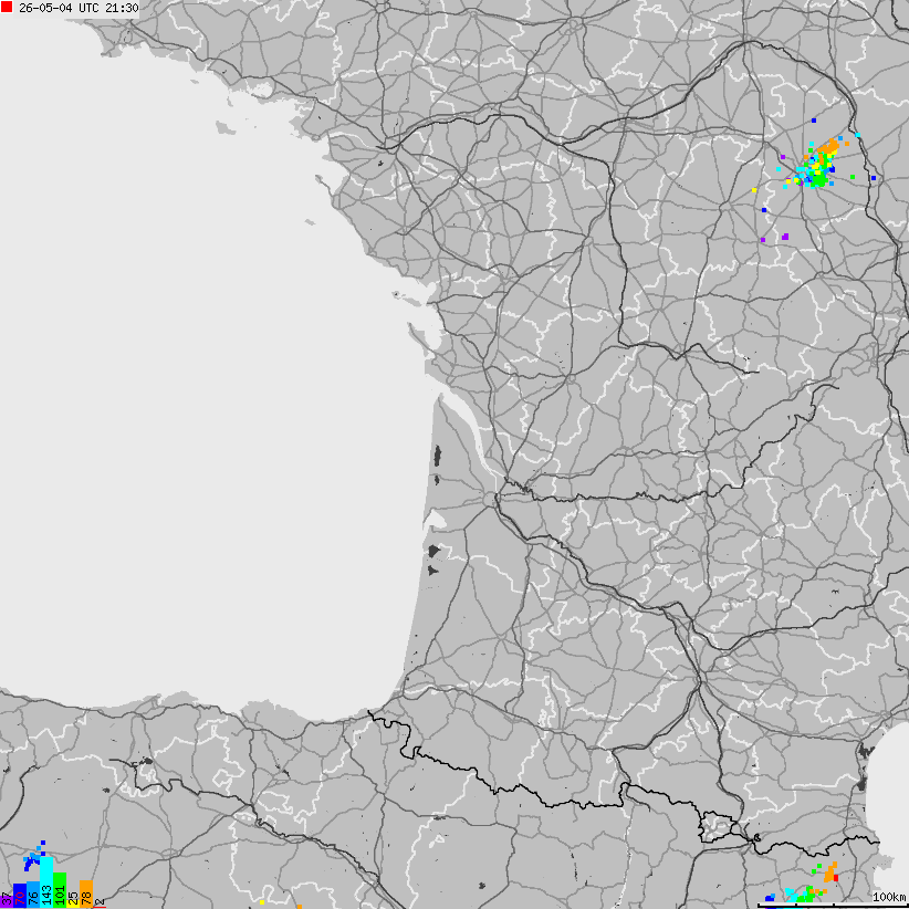 Map of lightnings France