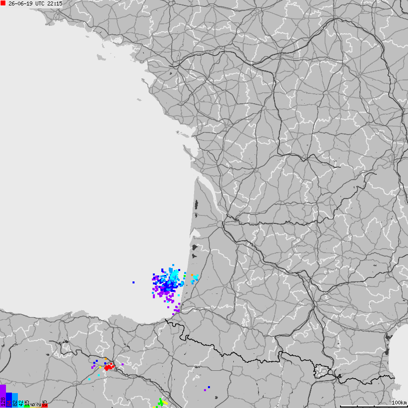 Map of lightnings France