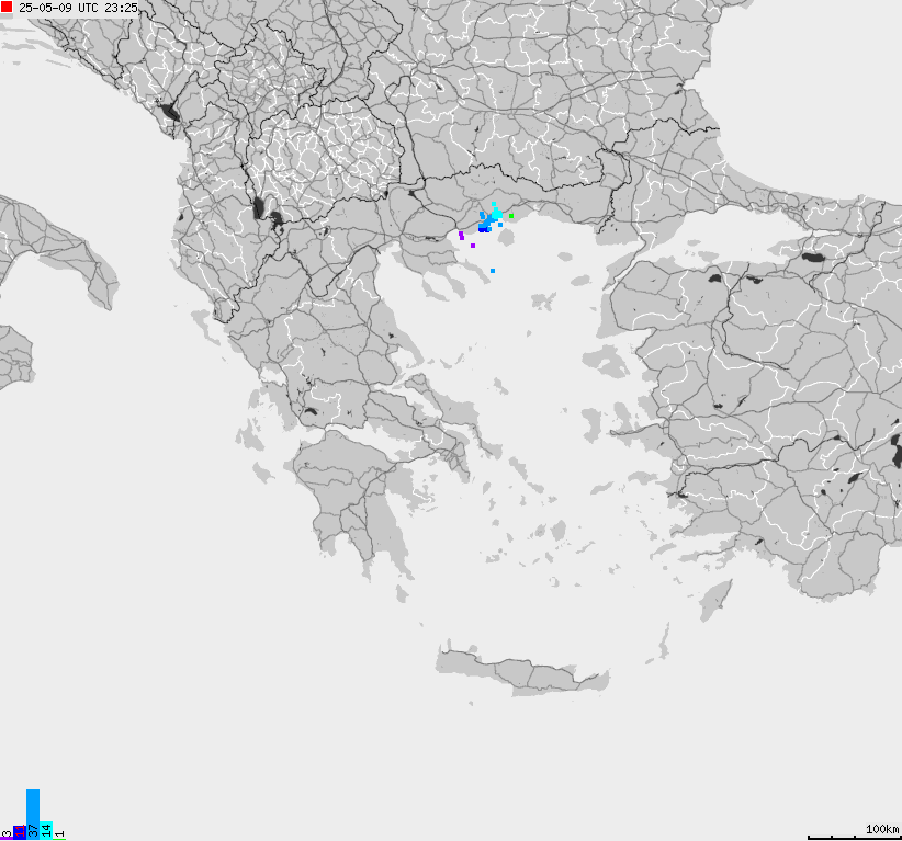Mapa wyładowań atmosferycznych Grecji