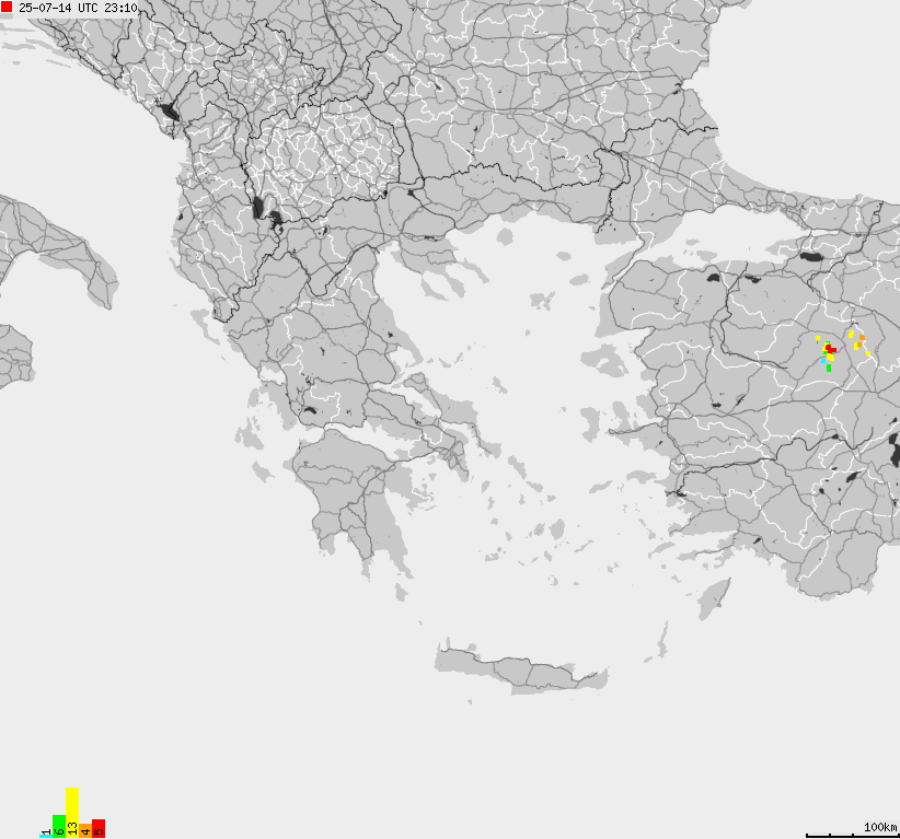 Map of lightnings France
