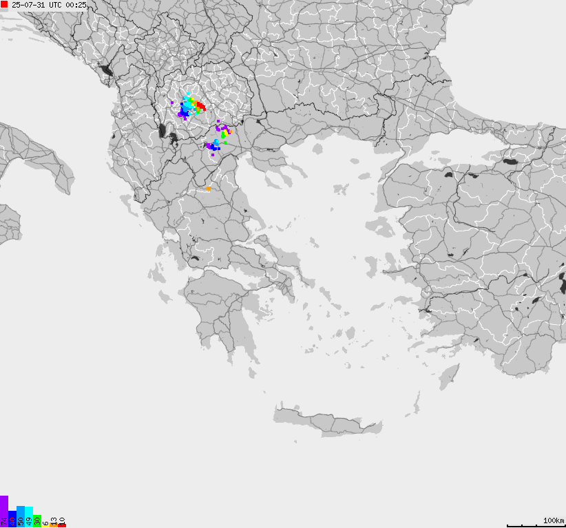 Map of lightnings France