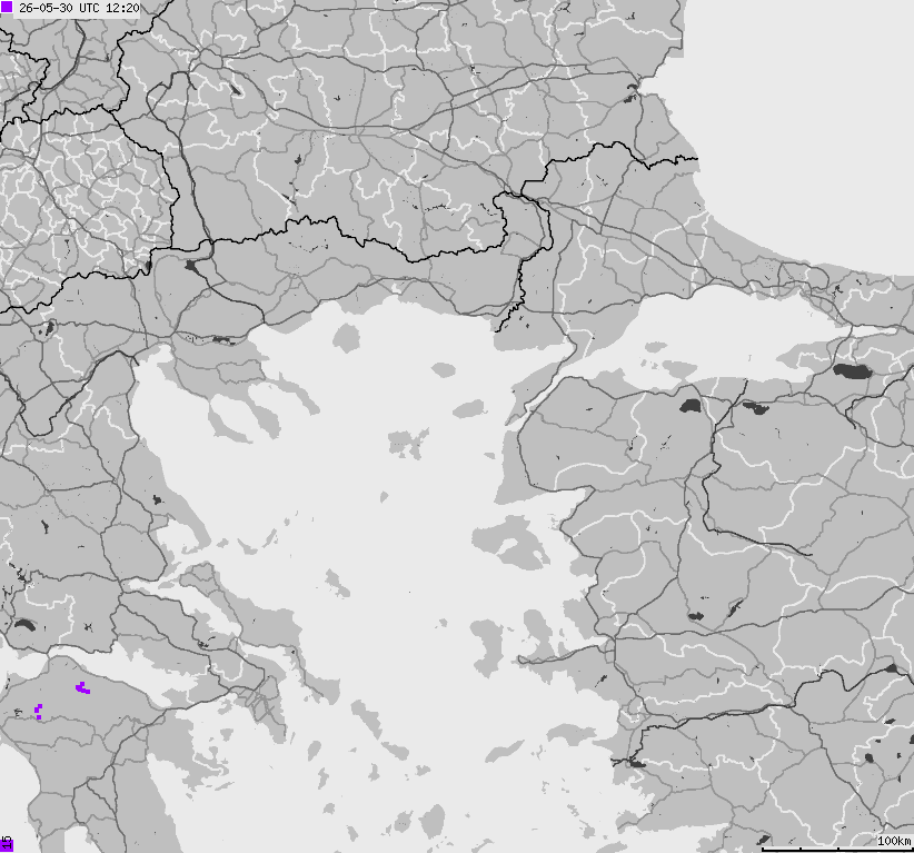 Mapa wyładowań atmosferycznych Grecji