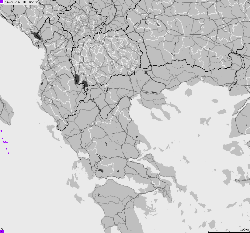 Mapa wyładowań atmosferycznych Grecji