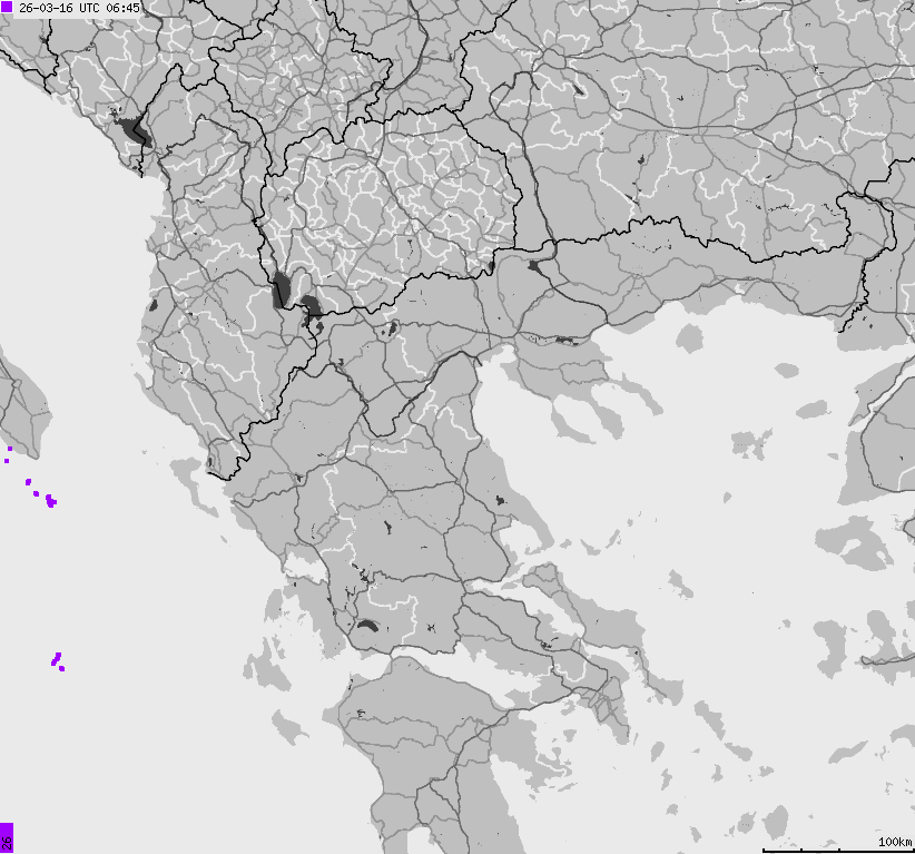 Mapa wyładowań atmosferycznych Grecji