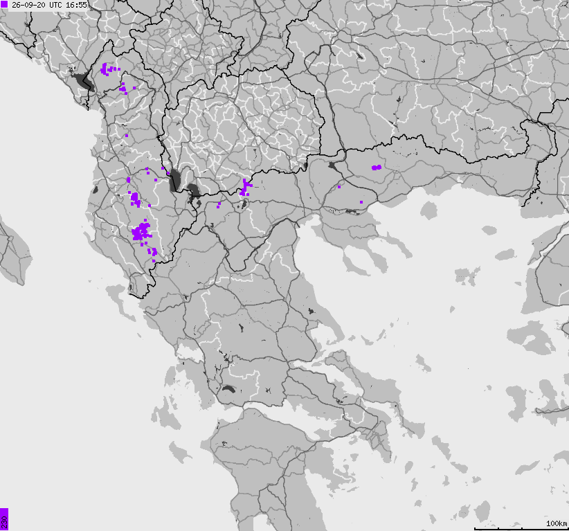 Mapa wyładowań atmosferycznych Grecji
