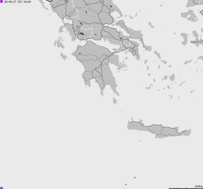 Mapa wyładowań atmosferycznych Grecji