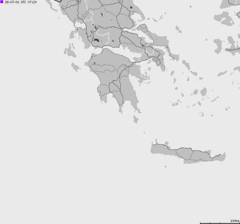Mapa wyładowań atmosferycznych Grecji