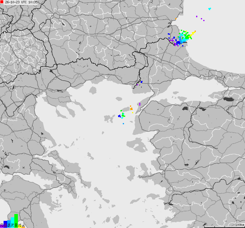 Mapa wyładowań atmosferycznych Grecji