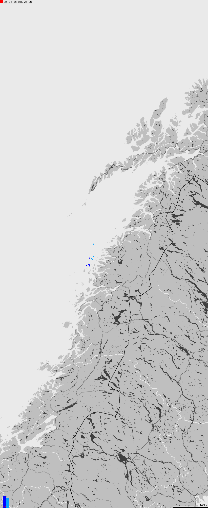 Map of lightnings across Norway