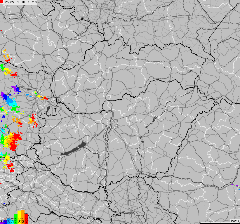 Mapa wyładowań atmosferycznych na obszarze Słowacji, Węgier