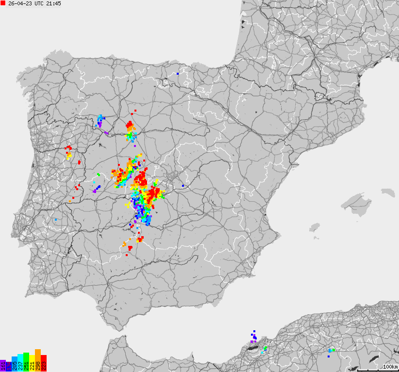 Map of lightnings Spain, Portugal
