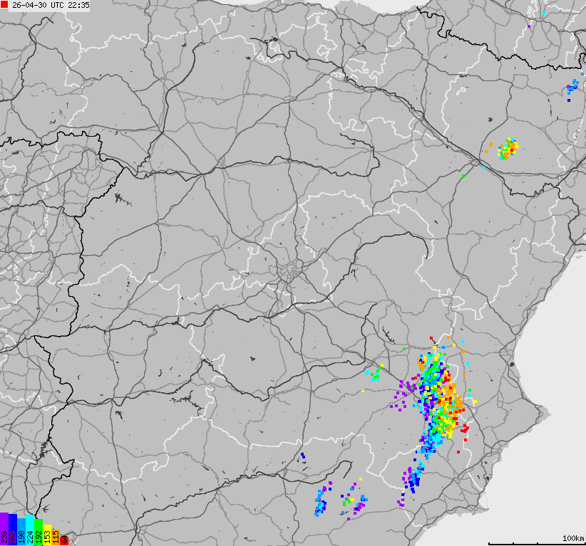 Map of lightnings Spain, Portugal