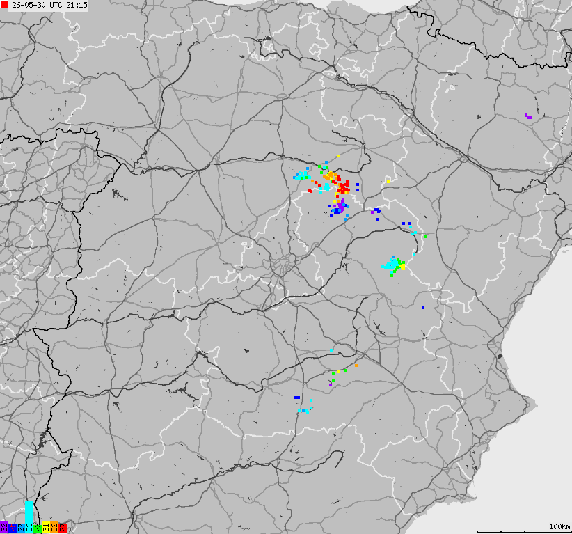 Map of lightnings Spain, Portugal