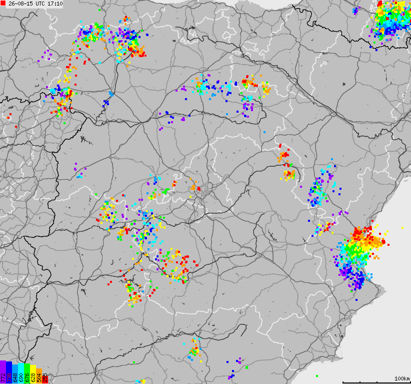 Map of lightnings Spain, Portugal