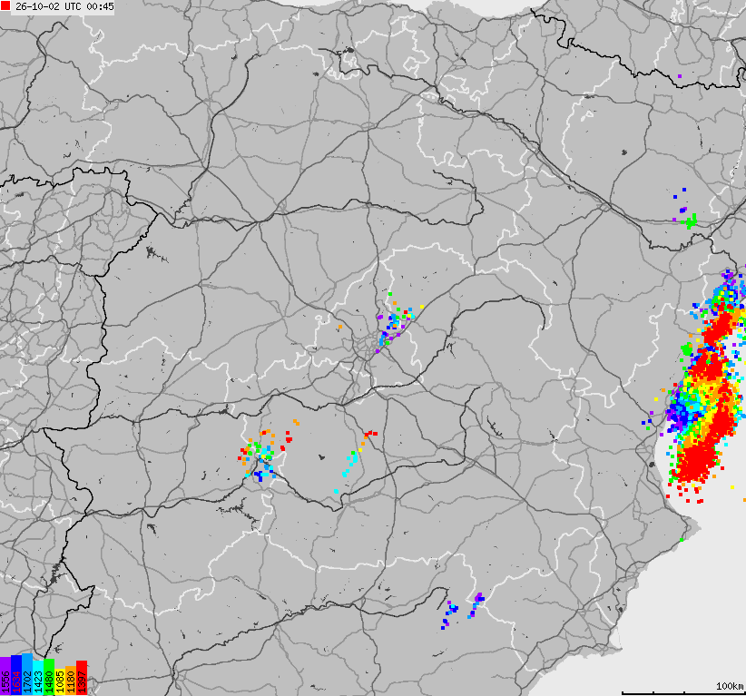 Map of lightnings Spain, Portugal
