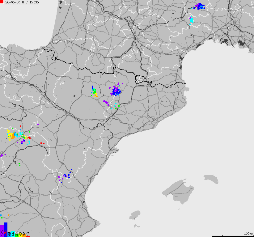 Map of lightnings Spain, Portugal