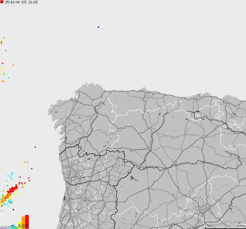 Map of lightnings Spain, Portugal