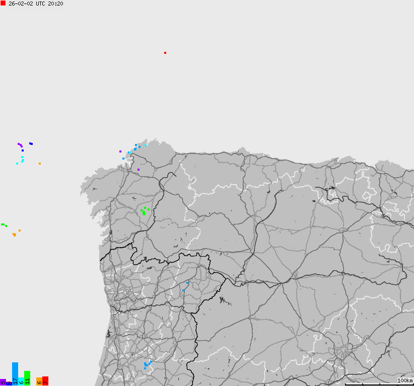 Map of lightnings Spain, Portugal