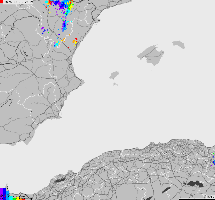 Map of lightnings Spain, Portugal