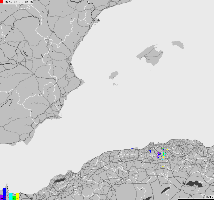 Map of lightnings Spain, Portugal