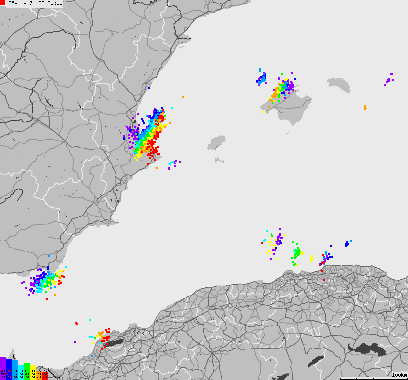 Map of lightnings Spain, Portugal
