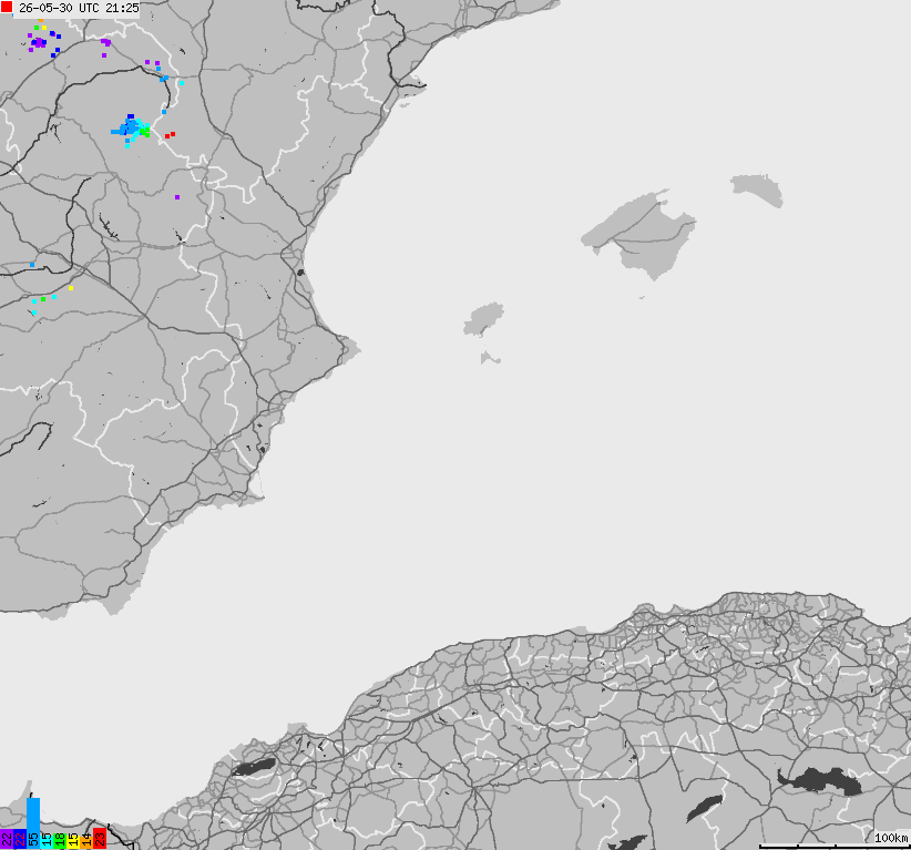 Map of lightnings Spain, Portugal