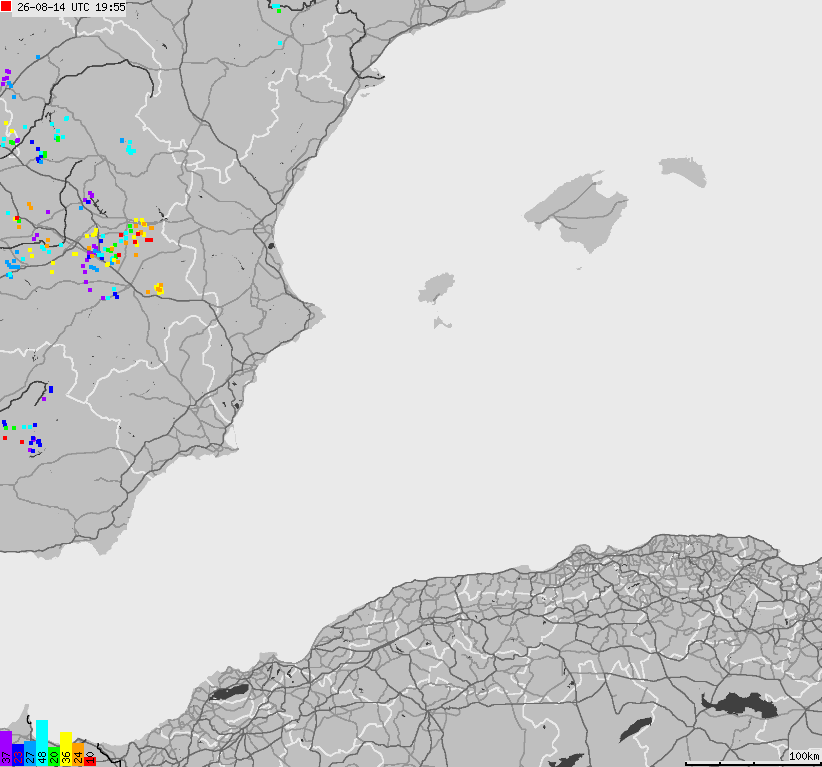 Map of lightnings Spain, Portugal